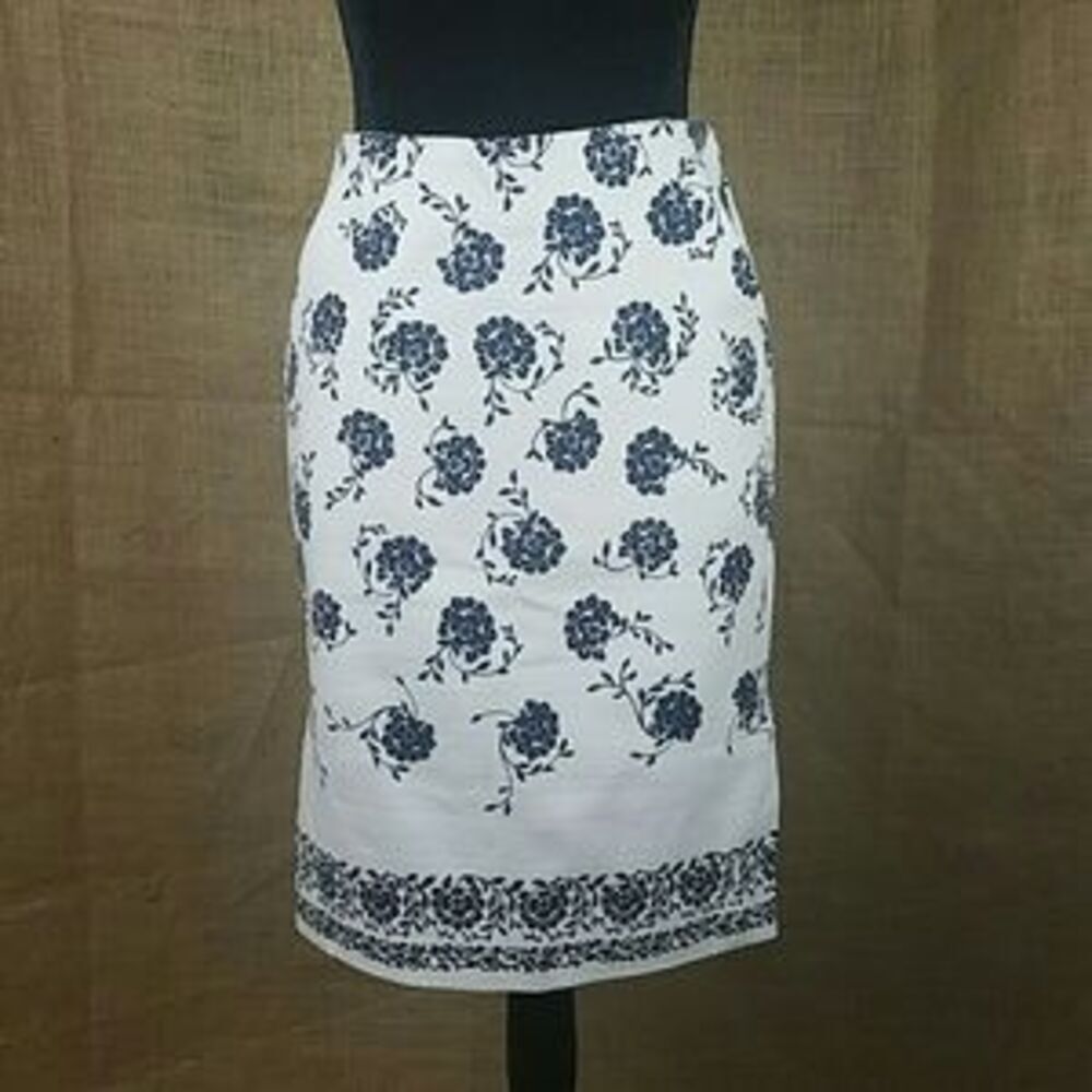 Ann Taylor LOFT women 4‎ career skirt floral cotton blend pockets cottagecore